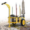 Bonnlo Beach Fishing Cart, Beach Wagon Trolley with 12" Big No-Flat Airless Tires, Foldable Beach Trailer with Large 36" x 16" Cargo Basket, 250 lbs Load Capacity, 7 Fishing Rods Holder