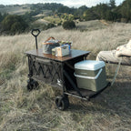 Whitsunday Collapsible Folding Wagon with Table,Heavy Duty Utility Beach Wagons with Opened Tailgate and All-Terrain Wheels for Camping,Garden,Sports Grey