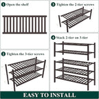 Smiry Bamboo Shoe Rack for Closet, 5 Tier Wooden Stackable Shoe Organizer, Free Standing Shoes Storage Shelf for Entryway, Front Door Entrance, Brown