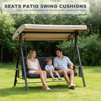 Porch Swing Cushions,Outdoor Cushions 3 Seater Replacement with Backrest, Waterproof Thickened Bench Cushion with Ties for Porch, Patio,Outdoor, Backyard and Garden (Navy Blue 47 * 40 in)