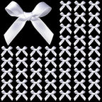 YGDZ 50 PCS Mini White Bows, Small Stain Ribbon White Bow for Crafts, Tiny Bows Decorations for Gift Wrapping, Wedding Party Favors, Cake, Balloons