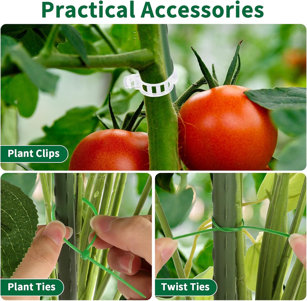 3 Pack 48" Round Tomato Cages for Garden, Plastic Coated Steel Pipe Heavy Duty Adjustable Tomato Stakes Trellis Plant Cages for Vegetable, Fruit, Flower, Rose Vine Climbing Plants (3Pack)