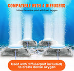 VEVOR Pond Aerator, 550W Power, 5.2CFM for Up to 3 Acre 50' Lake, Includes 3/4 HP Compressor & Timer & Valves, Air Compressor for Deep Water Oxygen Circulation, for Outdoor Ponds or Lakes