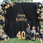 Black Tulle Backdrop Curtain for Parties Wedding,10ft x 10ft Wrinkle Free Curtain Backdrop,2 Layer Drapes for Backdrop,Polyester Wedding Back Drop for Bridal Shower Birthday Baby Shower Photography