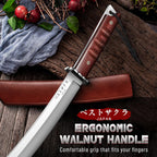 Japanese Fixed Blade Knife - Tanto Knives with Wooden Sheath - Survival Knives with Full Tang Handle - Bushcraft knives for Camping Outdoor, Gifts for Men