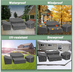 Gasadar Patio Furniture Covers, 4-Piece Outdoor Furniture Cover Waterproof for Patio Loveseat, Chair and Coffee Table, 500D Heavy Duty, Grey