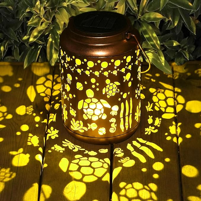 Solar Lanterns Outdoor Turtle Lantern Garden Decor Waterproof Decor Light Hanging Solar Lights Yard Decor,Gifts for Women Gifts for Mom Gifts for Grandma