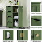 Yaheetech Wooden Bathroom Floor Cabinet, Side Storage Organizer Cabinet with 4 Drawers and 1 Cupboard, Freestanding Entryway Storage Unit Console Table, Bathroom Furniture Home Decor, Green