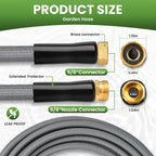KLABB 36FT Garden Hose 5/8" with Solid Brass Connectors & 10-Function Nozzle, Lightweight Flexible PET Steel Hose with Adjustable Straps, No-Kink, Rustproof & Leak-Free for Garden & Outdoor Cleaning