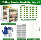 Garden Mesh Netting Kit, 2 Pieces 8x20FT Garden Netting, 100 Garden Hoops 80 Connectors 72 Clips 1 Pair Gloves, Protection for Plant Vegetable Fruits Flowers Greenhouse (White 8 * 20ft)