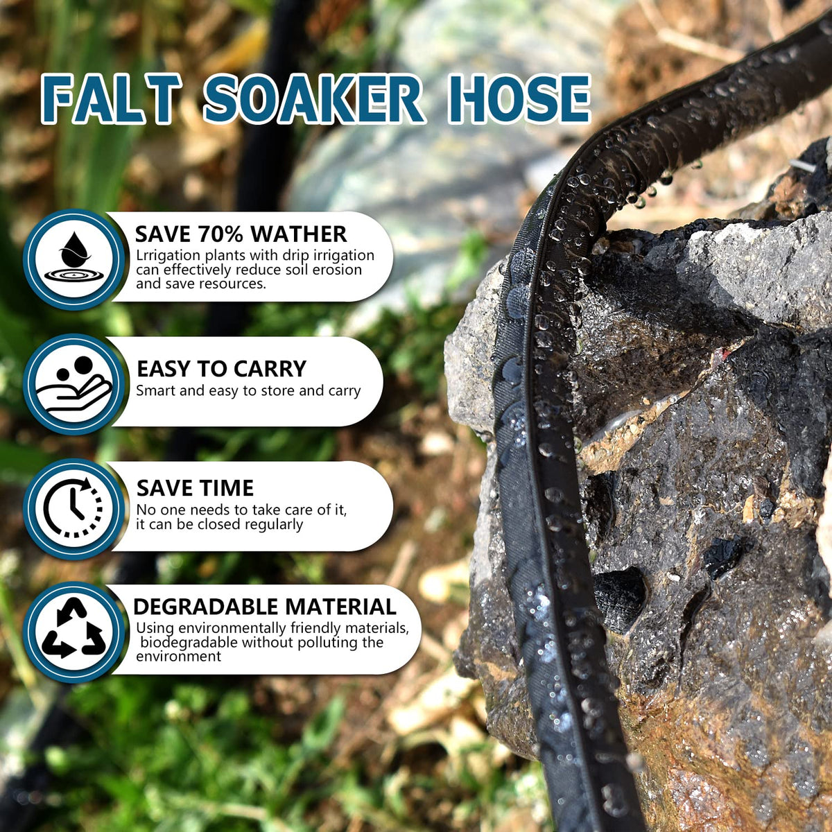 Suneed 4 Pack Flat Soaker Hose 25FT for Garden Beds, Lightweight Drip Soaker Hose 100 ft for Foundation Watering of Plants – Garden Sprinkler Soaker Hoses with Heavy Duty & Easy to Install (25ftx4)