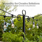 Brightech 4-Pack 10FT String Light Poles for Outdoor Use, Heavy Duty Metal Poles with Fork Base for Hanging Patio Lights, Adjustable for Garden, Backyard, Porch, or Fence Lighting Decor