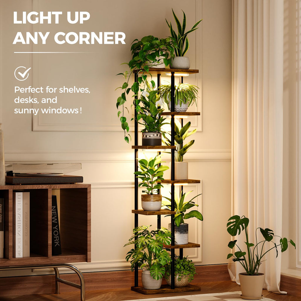 Bamworld Plant Stand with Grow Light for Indoor Plants Corner 7 Tier