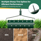 Goplus Rolling Lawn Aerator, 21-Inch Garden Yard Rotary Push Tine Filled Sand Stone, Heavy Duty Spike Soil Aeration w/Metal Handle, Fillable Drum 51" Manual Lawn Aeration Tool Garden Grass Patio Yard