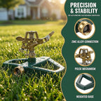 Heavy Duty Metal Impact Sprinkler 360° Rotating Pulsating Sprinkler for Yard & Garden,Metal Base with Built-in Filter Covers Up to 5,800 Sq.Ft,Ideal for Lawn Irrigation