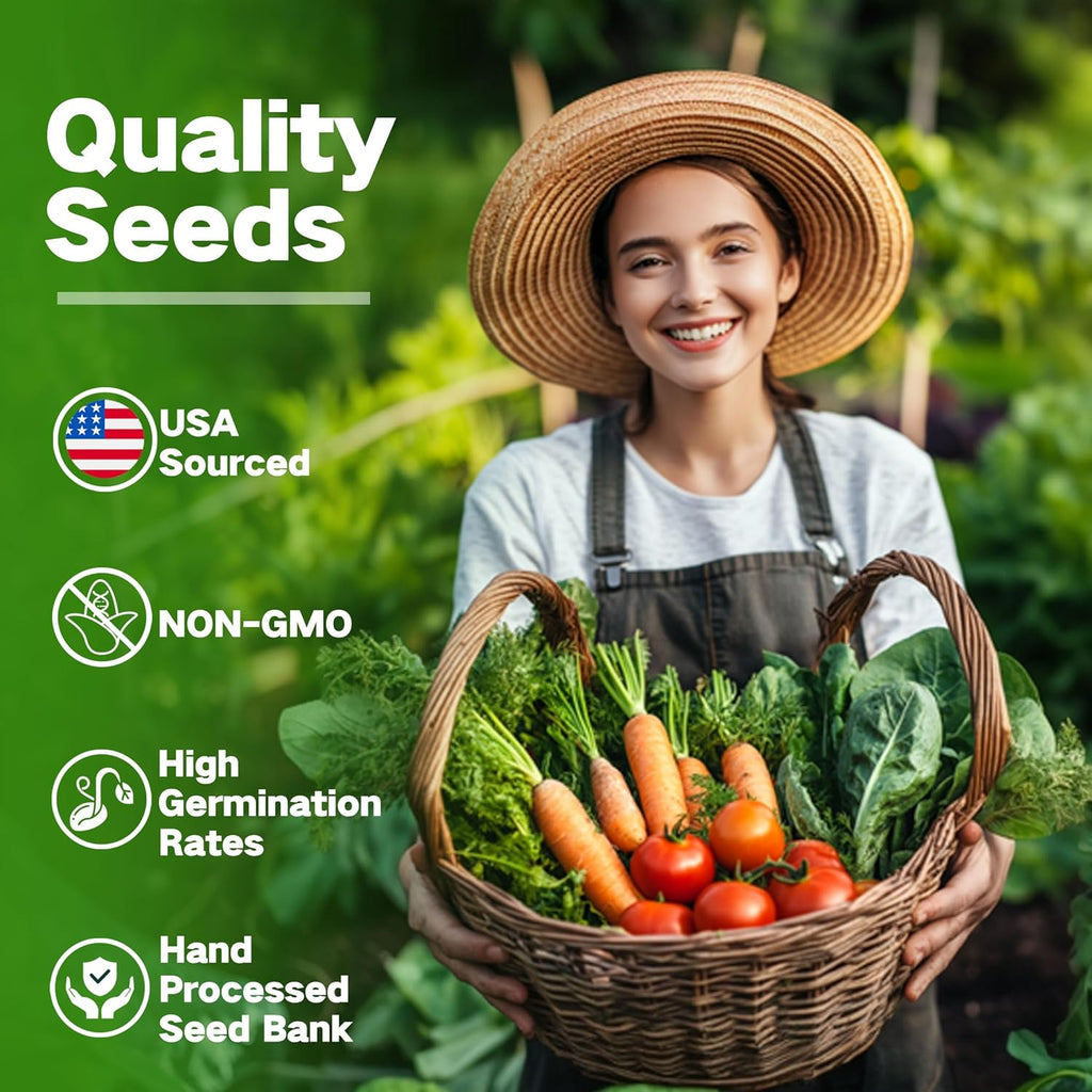 Lush&Dew Year-Round USDA Zone 4 Seed Bank, 32 Varieties Non-GMO Heirloom Seeds of Vegetables, Herbs, Gardening Gifts for Women Men, Emergency Survival Kit for Raised Garden Bed, Greenhouse