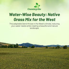 Outsidepride Western Native Grass Seed Mix - 25 lbs. Perennial Blend of Warm & Cool Season, Drought Tolerant Grass Seed for Natural Landscaping w/Wildflower, Soil Health Improvement & Erosion Control