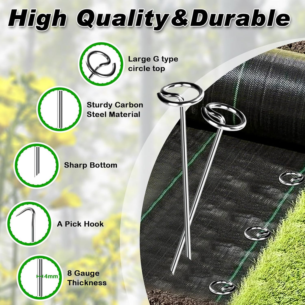 FEED GARDEN 120 Pack Landscape Staples 8 Gauge 6 Inch Galvanized Garden Stakes SOD Pins Yard Lawn Spikes for Plant Cover, Tent, Weed Barrier Fabric, Turf, Inflatable and Outdoor Decoration