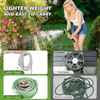 Metal Garden Hose 25 ft Stainless Steel Heavy Duty Water Hose with 10 Function Nozzles Flexible Lightweight Kink-Free Leakproof Sturdy Hoses Pipe 3/4" Brass Fitting for Outdoor Yard Lawn RV