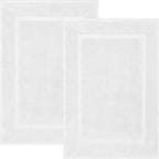 DAN RIVER Classic Bath Mat - White, 100% Ring Spun Cotton, Pack of 2, 21x34 inches, 800 GSM, Non-Slip, Absorbent, Quick Drying, Machine Washable Bathroom Floor Mats for Shower, Kitchen & Bath