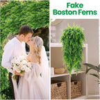 Geosar 36 Pcs Artificial Hanging Plants 32 Inch Hanging Boston Ferns Plastic Fake Plants for Wall Room Garden Wedding Garland Indoor Outdoor Decoration, No Basket