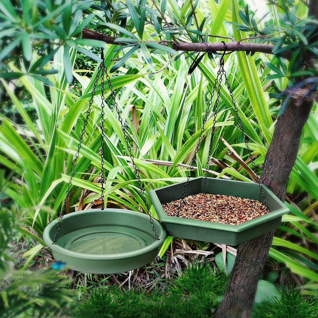 Hanging Bird Bath，2 in 1 XL Hanging Bird Feeder & Birds Bath for Outside