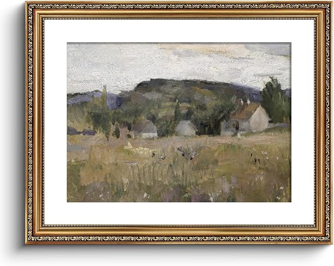VIYYIEA Gold Framed Wall Art Canvas Print Home Decor Vintage Landscape Art Prints Wall Decor Abstract Serene Countryside Scene Wall Prints Mid Century Modern Decor for Living Room Bedroom 16x20in