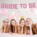 BEISHIDA 116 PCS A-Z Glitter Pink DIY Letter Banner Kit Make Your Own Banner，Including 111 Letters and Numbers 3 Rope and 2 Threading Device,Customized for Birthday Graduation Wedding Party Decor