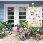 Louise Maelys Spring House Flag Enjoy The Little Things Butterfly Watercolor Flower Double Sided 28X40 Inch Floral Seasonal Welcome Small Burlap Holiday Yard Sign Outdoor Decor
