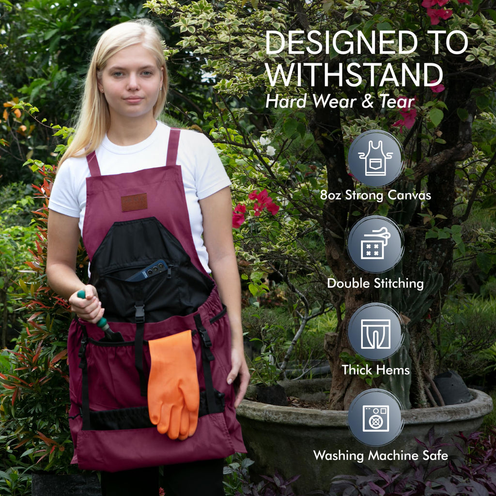 Gardening Apron with Harvest Pouch - 7 Pocket Garden Gift for Women & Men