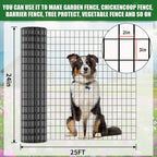 24 in x 25 ft Welded Wire Mesh Fence, 2 in × 3 in 15GA Black PVC Coated Garden Fencing Roll, Dog Barrier for Vegetable Yard, Poultry Netting,Heavy-Duty Border Fencing