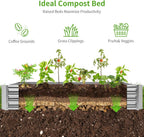 Land Guard 3 Pack 8×4×1ft Galvanized Metal Raised Garden Bed, Metal Planter Kit Box Outdoor for Deep-Rooted Vegetables, Flowers, Green and Herbs, Silver