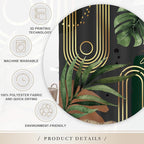 Glawry Dark Green Gold Boho Mid Century Shower Curtain Extra Long Abstract Minimalist Tropical Modern Geometric Leaf Bathroom Simple 72Wx84L Inches Bath Accessories Art Home Decor Fabric 12 Pack Hook