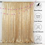ShinyBeauty Champagne Gold Sequin Backdrop - 2 Panels, 7Ft x 7Ft, Sparkly Glitter Backdrop for Parties/Prom Backgrounds