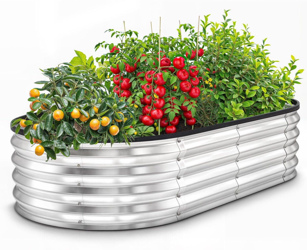 Utopia Home Galvanized Raised Garden Bed Kit 4x2x1ft, Planter Box Raised Garden Beds Outdoor, Easy Assembly Metal Raised Bed for Gardening Vegetables, Fruits, Flowers - Pack of 01 - Silver