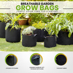Gardenera Thickened Nonwoven Fabric Grow Bags - 10-Pack 2 Gallon Planters with Handles, Perfect for Indoor and Outdoor Gardening