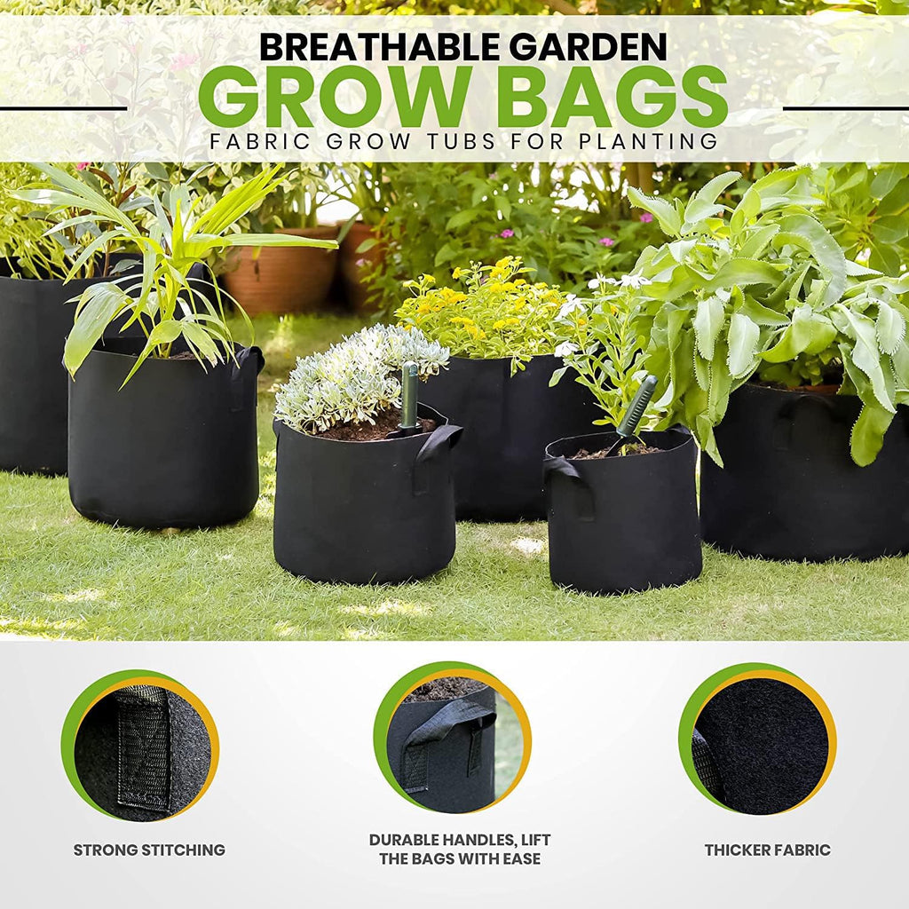 Gardenera Reusable Grow Bags - 10 Gallon Premium Fabric Planters with Aeration and Handles, Perfect for Patio Gardening and Urban Farming - Pack of 10
