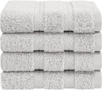 American Soft Linen Luxury Washcloths for Bathroom, 600 GSM 100% Cotton 4 Piece Turkish Wash Cloth Set, 13x13 in Soft Rags for Body and Face, Silver Gray Washcloths
