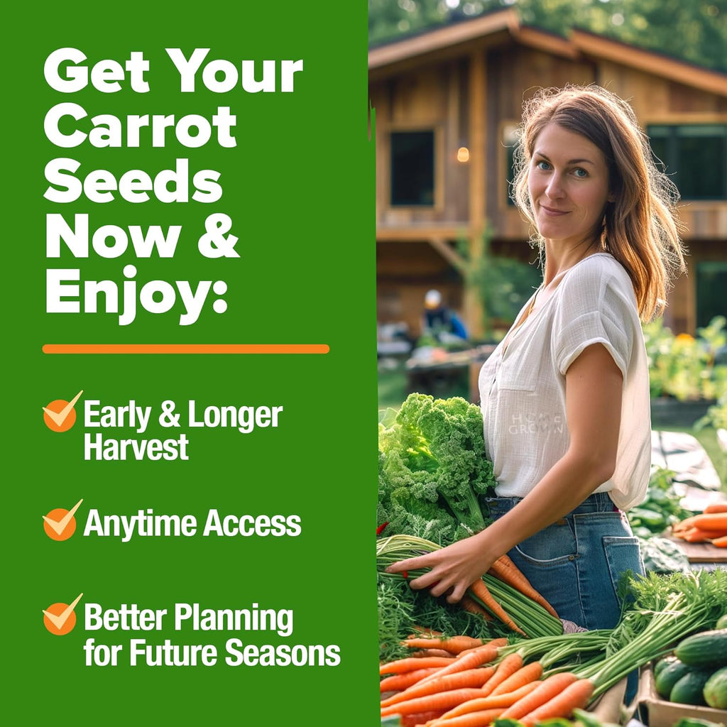 HOME GROWN 𝗨𝗦𝗔 𝗣𝗥𝗘𝗠𝗜𝗨𝗠 Rainbow Carrot Seeds – 2500+ Heirloom Seeds (10 Varieties) – High Germination, 𝗡𝗢𝗡-𝗚𝗠𝗢 Vegetable Seeds for Planting Indoors or Outdoor Home Garden