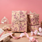 RUSPEPA Cherry Blossom Wrapping Paper Roll for Women Girls, Mini Roll, Pink Sakura Floral Kraft Gift Wrap Paper Perfect for Spring, Wedding, Birthday and Special Occasions, 17 Inches x 16.4 Feet