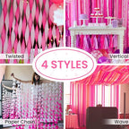 PartyWoo Pink Crepe Paper Streamers 4pcs 328ft Pack of Dark Hot Pink Magenta Fuchsia Crepe Paper Streamers for Birthday Gender Reveal Baby Shower Wedding Bachelorette Princess Party Decorations