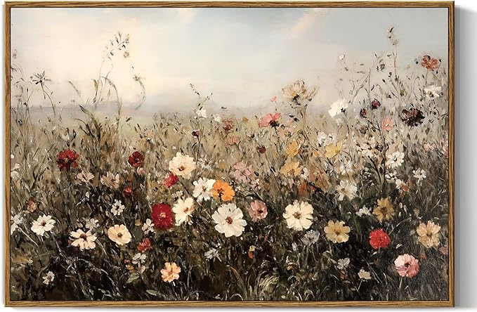 InSimSea Framed Wall Art for Living Room Retro Flower Canvas Art Wall Decor Bedroom Artwork Farmhouse Oil Paintings Pictures Prints Rustic Gallery Boho Vintage Floral Botanical Office 16x24In