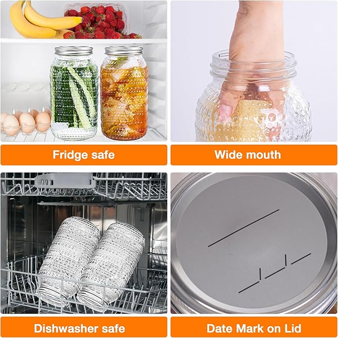 Mason Jars 64 Oz Wide Mouth with Lids 3 Pack, Large Half Gallon Glass Canning Jars for Fermenting, Pickling, Storing Food, Meal Prep, Salad Jam