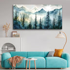 Lapremoly Framed Wall Art - Modern Fog Forest Landscape Canvas Prints for Living Room, Bedroom, Office - Ready to Hang - Blue Abstract Wall Decor