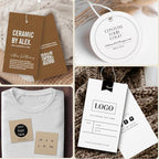 100 pcs Custom Hang Tags - Personalized Clothing Tag with Your Logo & Text - Custom Tags for Handmade Items Clothes Business Ideal for Apparel Jewelry Gift Label Tag