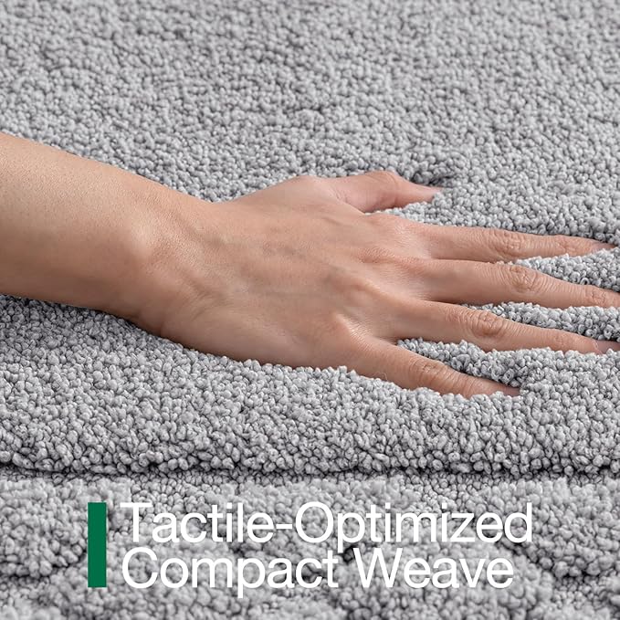 LUMI Bathroom Rugs, Ultra Soft Absorbent Bath Mat for Shower, Non Slip Washable Bath Rugs with Rubber Backing, Microfiber Plush Quick Dry Floor Mat for Bathtub, Floor, Grey, 17x30