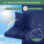 Summsun Patio Chair Cushion Set with Removable Cover, Waterproof Backrest and Seat Cushion Set Replacement for Outdoor Furniture, 19 x 19 Inch, Navy, 1 Set