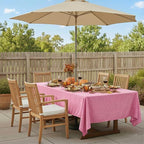 Outdoor Tablecloth Wrinkle-Free Stain Resistant Waterproof Polyester Fabric Table Cover with Zipper Umbrella Hole for Picnic/Party/Dinner/Patio Garden(60×84inch,Zippered,Pink)
