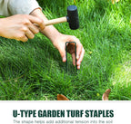 Therwen 6 Inch Turf Stakes for Artificial Grass Green Landscape Staples Bulk Galvanized Heavy Duty Garden Stake U Type Artificial Turf Stake Ground Anchor for Artificial Grass(Green, 100 Pcs)