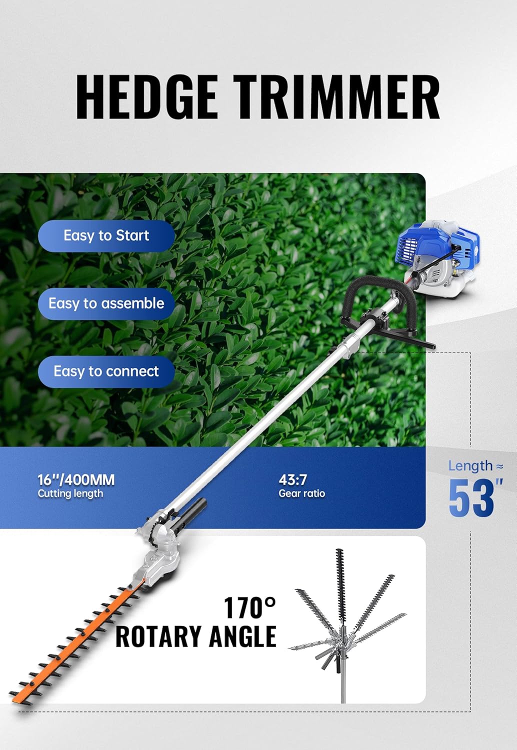 WILD BADGER POWER 26cc Weed Wacker Gas Powered, 4 in 1 String Trimmer, Wheeled Edger, Hedge Trimmer and Brush Cutter Blade, Multi Yard Care Tools, Rubber Handle & Shoulder Strap Included
